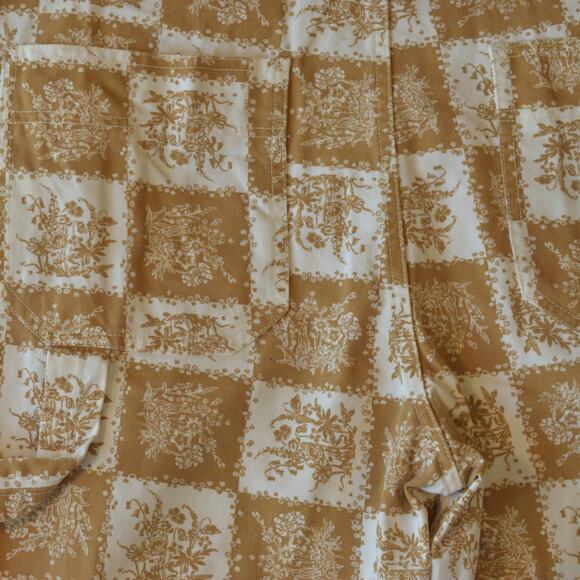 Brixton Brown Floral Checkered Overalls – Size Medium - Picture 5 of 5